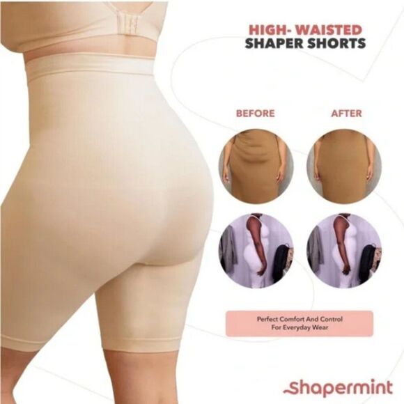 SHAPERMINT High Waisted Body Shaper Shorts Shapewear Tummy Control Slimming 3XL - Picture 5 of 12
